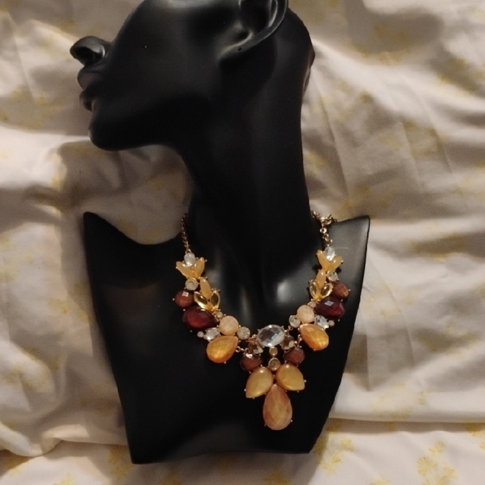 Charming Charlie Orange and Brown Necklace with Teardrop Pendants